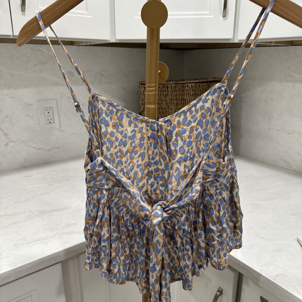 Amuse Society Blissed Out Cami Size Small Multi Color Leopard Print Tie Back EUC - Picture 3 of 9